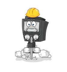 ATM machine drill the ground cartoon character vector