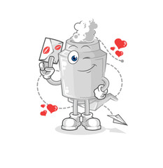 exhaust hold love letter illustration. character vector