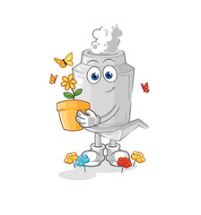 exhaust with a flower pot. character vector