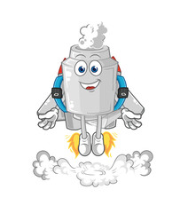 exhaust with jetpack mascot. cartoon vector