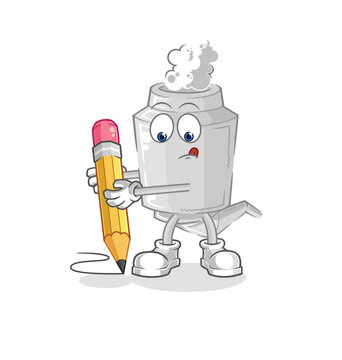exhaust write with pencil. cartoon mascot vector