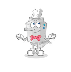 exhaust lie like Pinocchio character. cartoon mascot vector