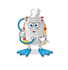 exhaust diver cartoon. cartoon mascot vector