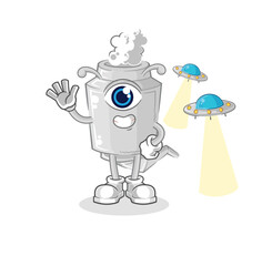 exhaust alien cartoon mascot vector