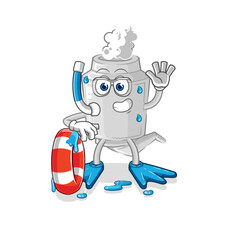 exhaust swimmer with buoy mascot. cartoon vector