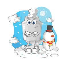 exhaust in cold winter character. cartoon mascot vector