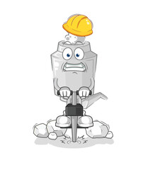 exhaust drill the ground cartoon character vector
