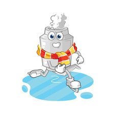 exhaust ice skiing cartoon. character mascot vector