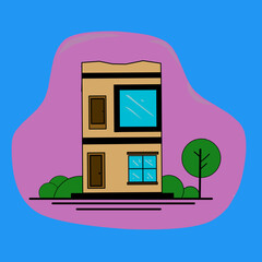 Cute multi-storey house in flat style, vector illustration