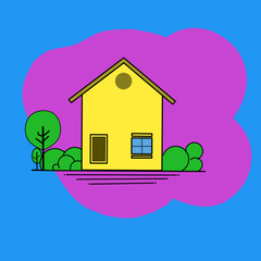 Cute house in flat style, vector illustration