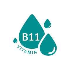 Vitamin B11 icon green in form simple line water drop. Isolated on white background. Design for use on web app mobile and print media. Medical symbol concept. Vector EPS10 illustration.