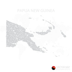 Papua New Guinea grey map isolated on white background with abstract mesh line and point scales. Vector illustration eps 10