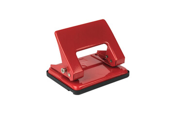 Classic red hole punch isolated on a white background.