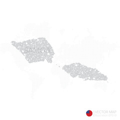 Samoa grey map isolated on white background with abstract mesh line and point scales. Vector illustration eps 10