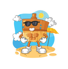 Obraz premium paintbrush sunbathing in summer. character vector