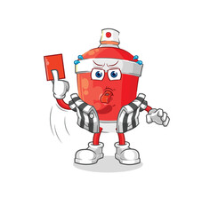 Naklejka premium chili spray referee with red card illustration. character vector
