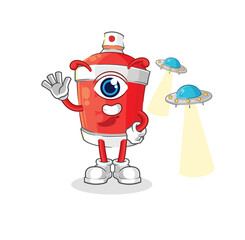 Fototapeta premium chili spray alien cartoon mascot vector