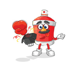 chili spray prank glove in the box. cartoon mascot