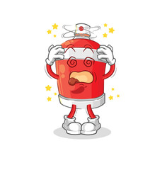 chili spray dizzy head mascot. cartoon vector