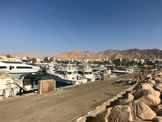 Aqaba, Jordan, November 2019 - A group of parked cars