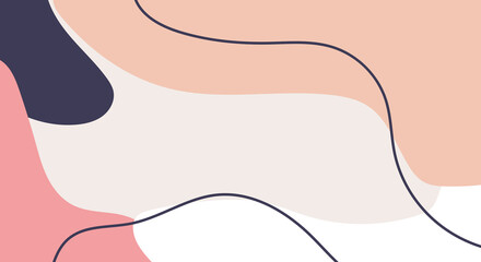 Fashion Stylish Templates with Organic Abstract Shapes and Line in Nude Pastel Colors Minimalist Background with Copy Space for Text or Message