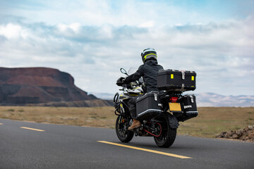 Mid adult man riding motorcycle