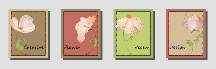 Set of creative universal artistic watercolor flower templates. For poster, invitation, flyer,banner, brochures, email header, notebooks, planners, books, catalogs, cards etc.