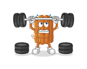 cinnamon lifting the barbell character. cartoon mascot vector