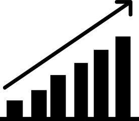 growing graph, bar chart, Flat icon isolated on the white background, flat design vector illustration 