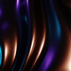 glowing neon light purple and blue abstract wavy and silk forms liquid, Golden glossy gradient texture surface water Backdrop, 3D Silk Illustration