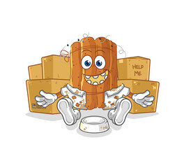 cinnamon homeless character. cartoon mascot vector