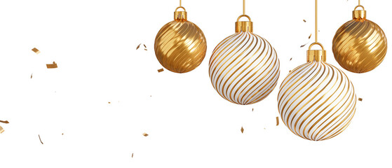 golden christmas ball and confetti with decoration ,3d rendering.
