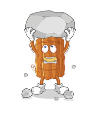 cinnamon lifting rock cartoon character vector