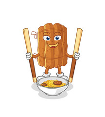 cinnamon eat noodle cartoon. character mascot vector