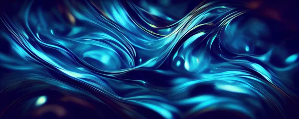 Poster Blue abstract liquid wave background, flowing liquid, Generative AI Art © Imagination Station