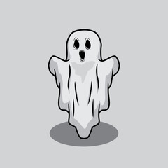 
cute ghost ,vector illustration with cartoon concept,suitable for halloween,poster,sticker.etc