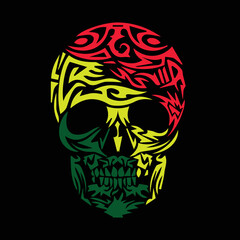 red yellow green skull tattoo vector icon is really selling out