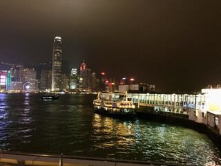 Fototapeta na wymiar Hong Kong, China, November 2016 - A bridge over a body of water