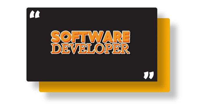 Animated orange, black retro, vintage ribbon, banner with the text Software Developer. 