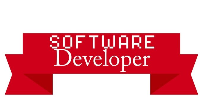Animated retro, vintage red ribbon with the text Software Developer.