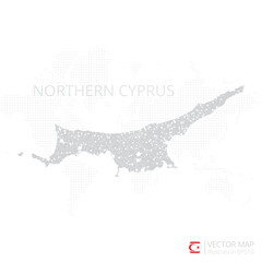 Northern Cyprus grey map isolated on white background with abstract mesh line and point scales. Vector illustration eps 10