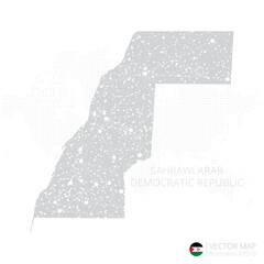 Sahrawi Arab Democratic Republic grey map isolated on white background with abstract mesh line and point scales. Vector illustration eps 10
