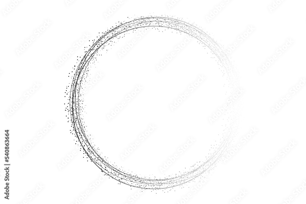 Poster Abstract circle frame black dot particles pattern flowing isolated on transparent background in concept technology, modern, science.