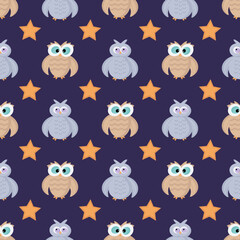 Owl and star pattern on dark background