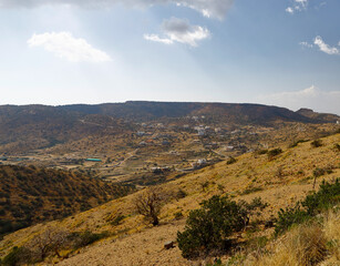 landscape with mountains and blue sky