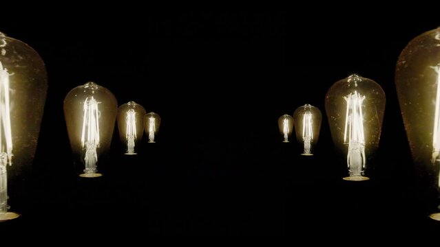 Rows Vanishing Light Bulbs (endlessly loop entry / exit or middle)(fixed open black center)
