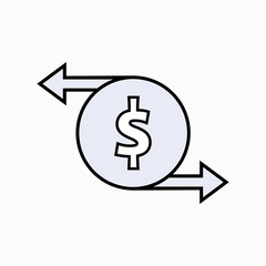 Cash Flow Icon. Symbol Spreading Currency.      