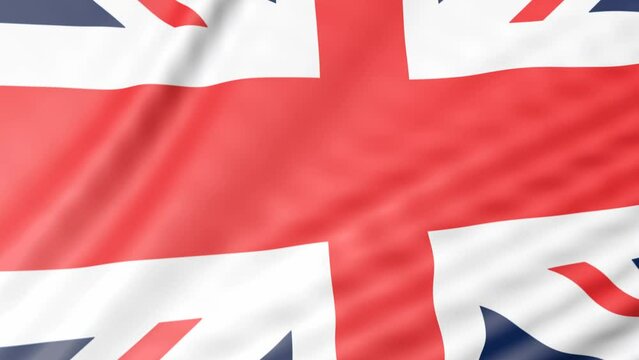 Flag of Great Britain 3d flies in slow motion. The national gonfalon of a European country.