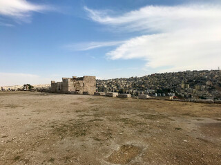 Amman, Jordan, November 2019 - A close up of a dry grass field