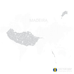 Obraz premium Madeira grey map isolated on white background with abstract mesh line and point scales. Vector illustration eps 10